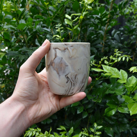 Brown & White Hand Crafted Ceramic Marbled Coffee Mug 250ml