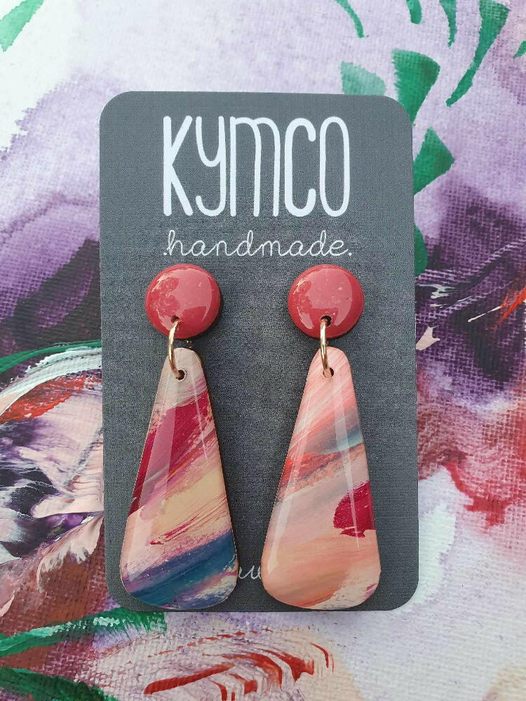 Aurora Collection| Resin large dangle earrings | Fuchsia and pink3