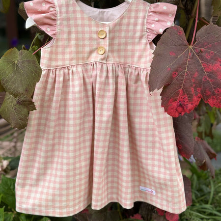 Girls' Gingham Dress in Pink