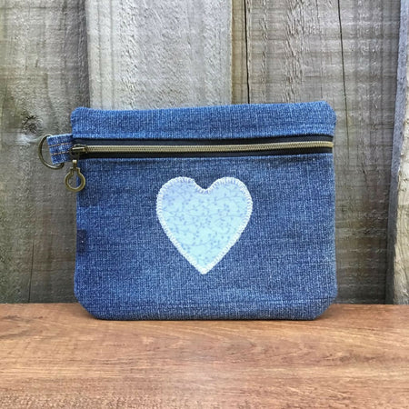 Upcycled Denim Purse – Blue Heart