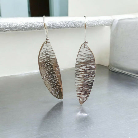 Sterling Silver Spoon Bowl Earrings – Handcrafted & Textured