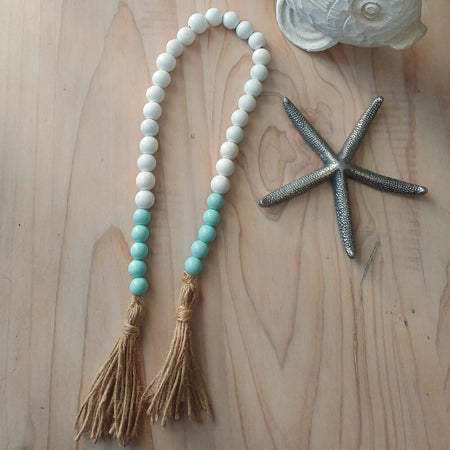 Wooden Beaded Garland - White and Blue