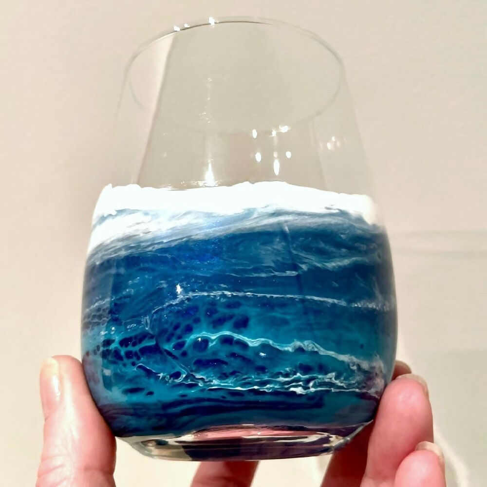 Ocean Inspired Stemless Wine Glasses