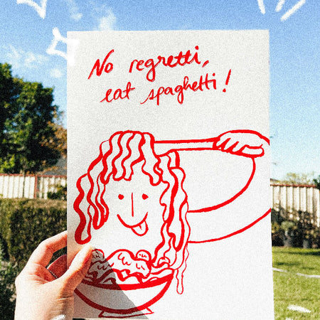 No Regretti, Eat Spaghetti - Funny Foodie Quote Art Print (A4)