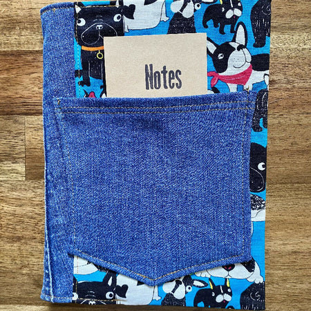 A5 Upcycled Denim notebook - puppies