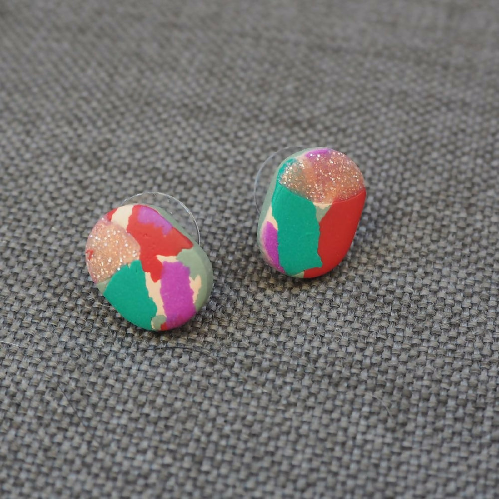 PercybyDesign_Not_Quite_Christmas_Oval_Studs_polymer_clay