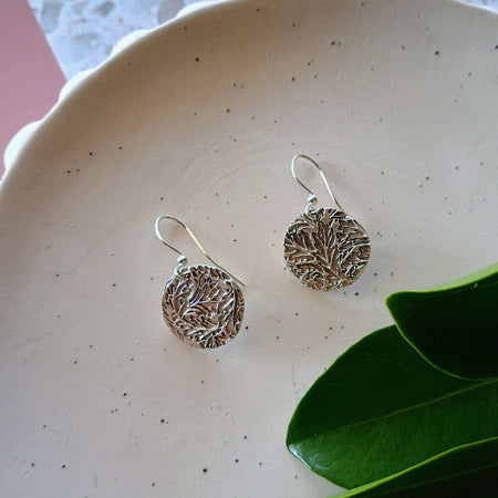 Fine silver earrings- mandala print