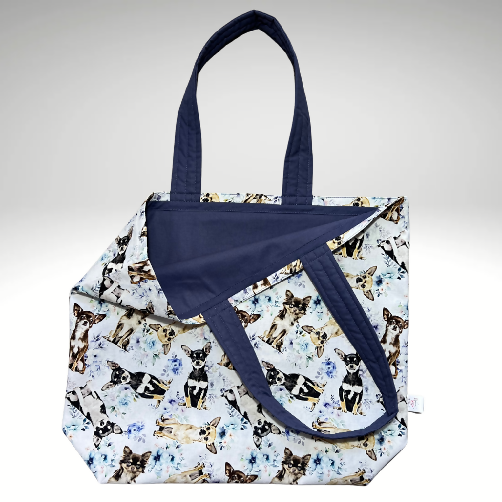 Grocery Tote ... Chihuahua ... Lined with storage pouch