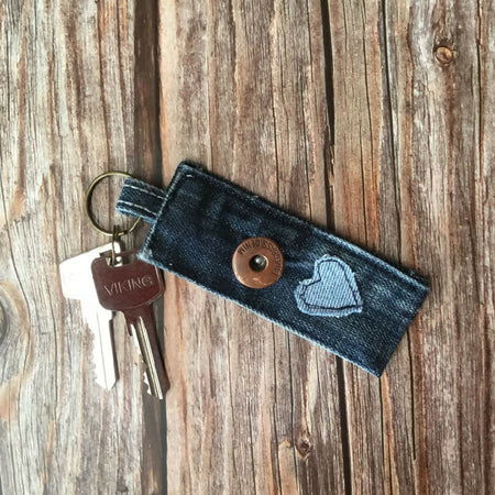 Upcycled Denim Key Ring Fob - Various Designs