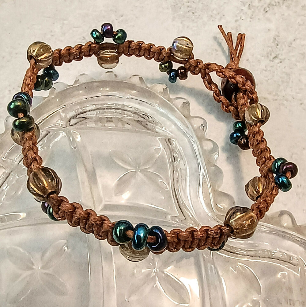 Eco-friendly Beaded Macrame Bangles/Bracelets with Loop Closure