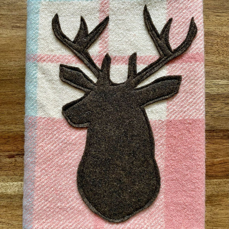 A5 Upcycled Woollen Blanket Notebook Deer head - Pink