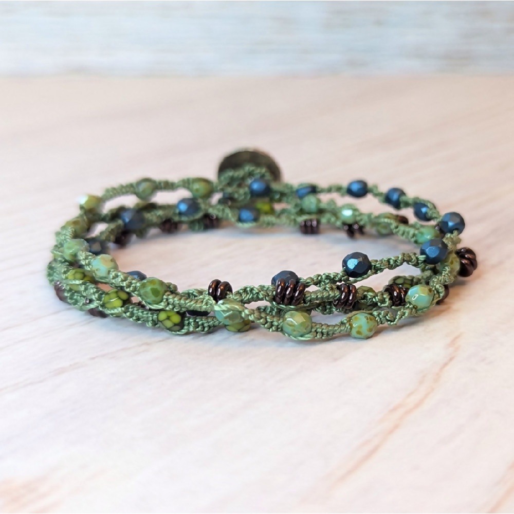 Macrame bracelet |wrap bracelet | beaded button bracelet | boho