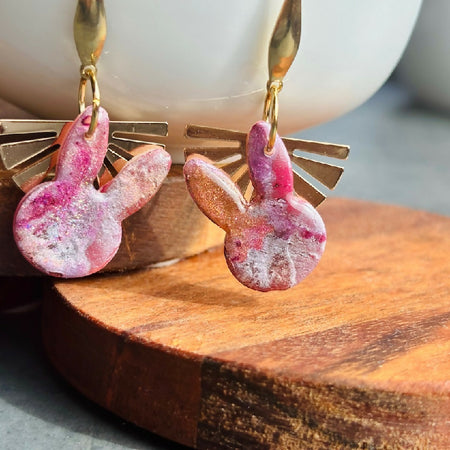 Easter Bunny Sunrise - Handcrafted Bunny Earrings