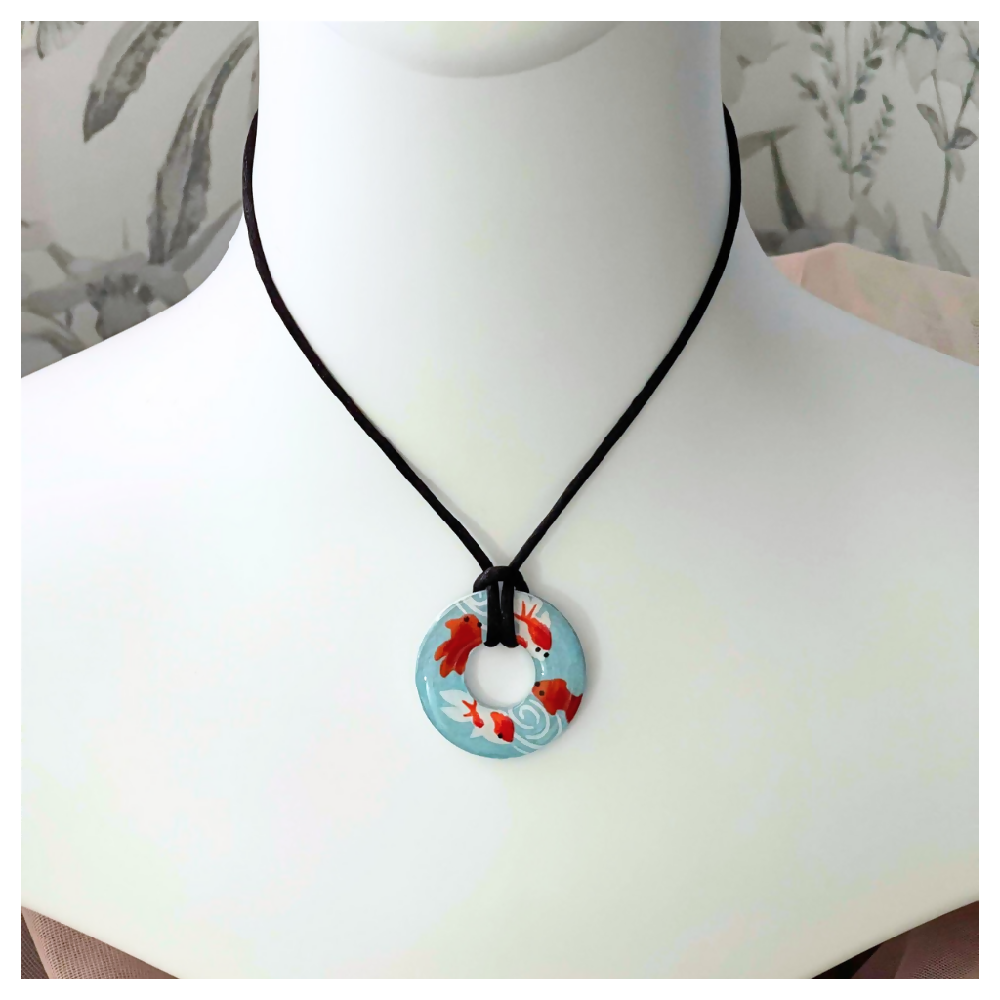 Koi Fish Necklace made with Japanese Paper • Adjustable Cord