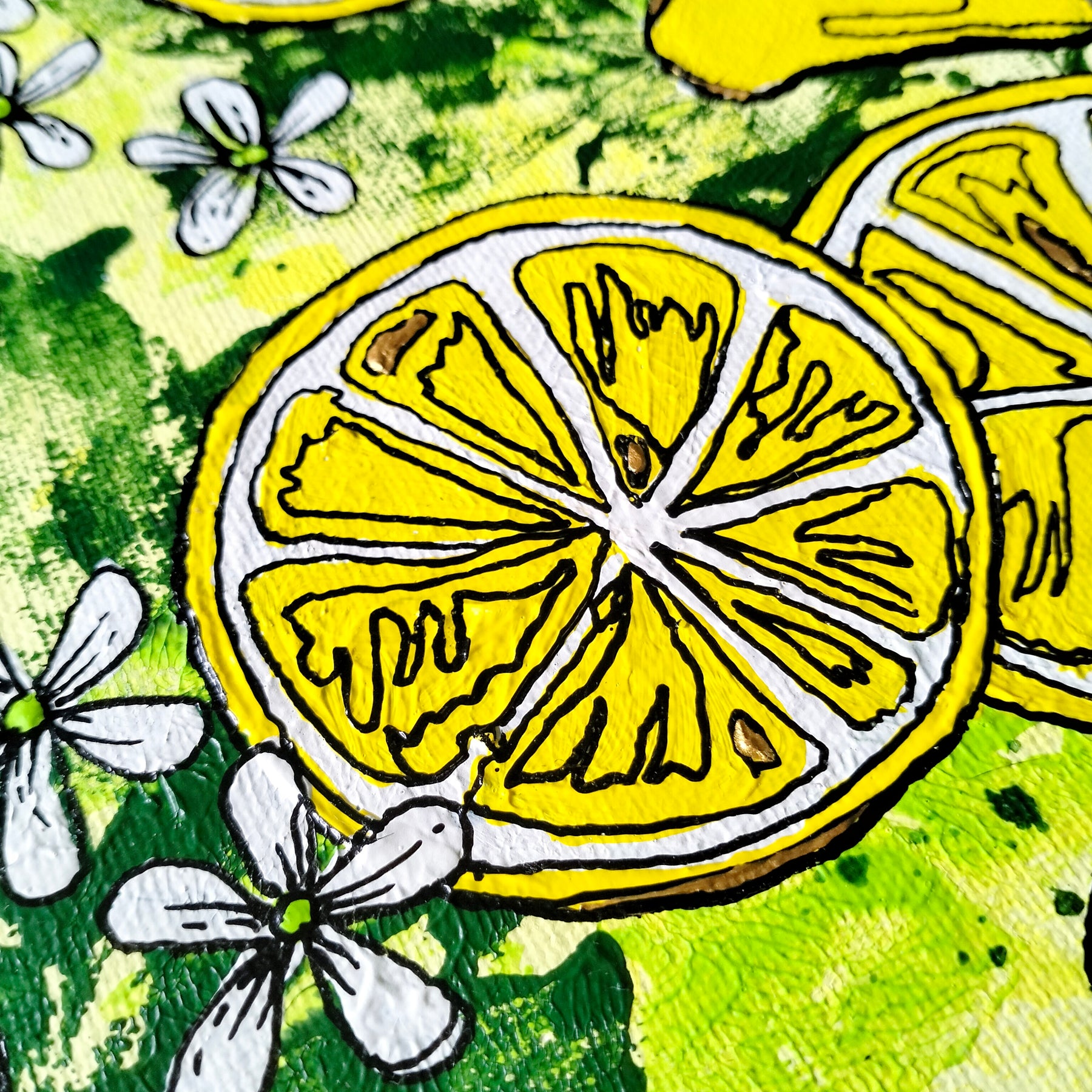 ORIGINAL ART - "Lemons and Blossoms" - Acrylic and Latex Abstract Art