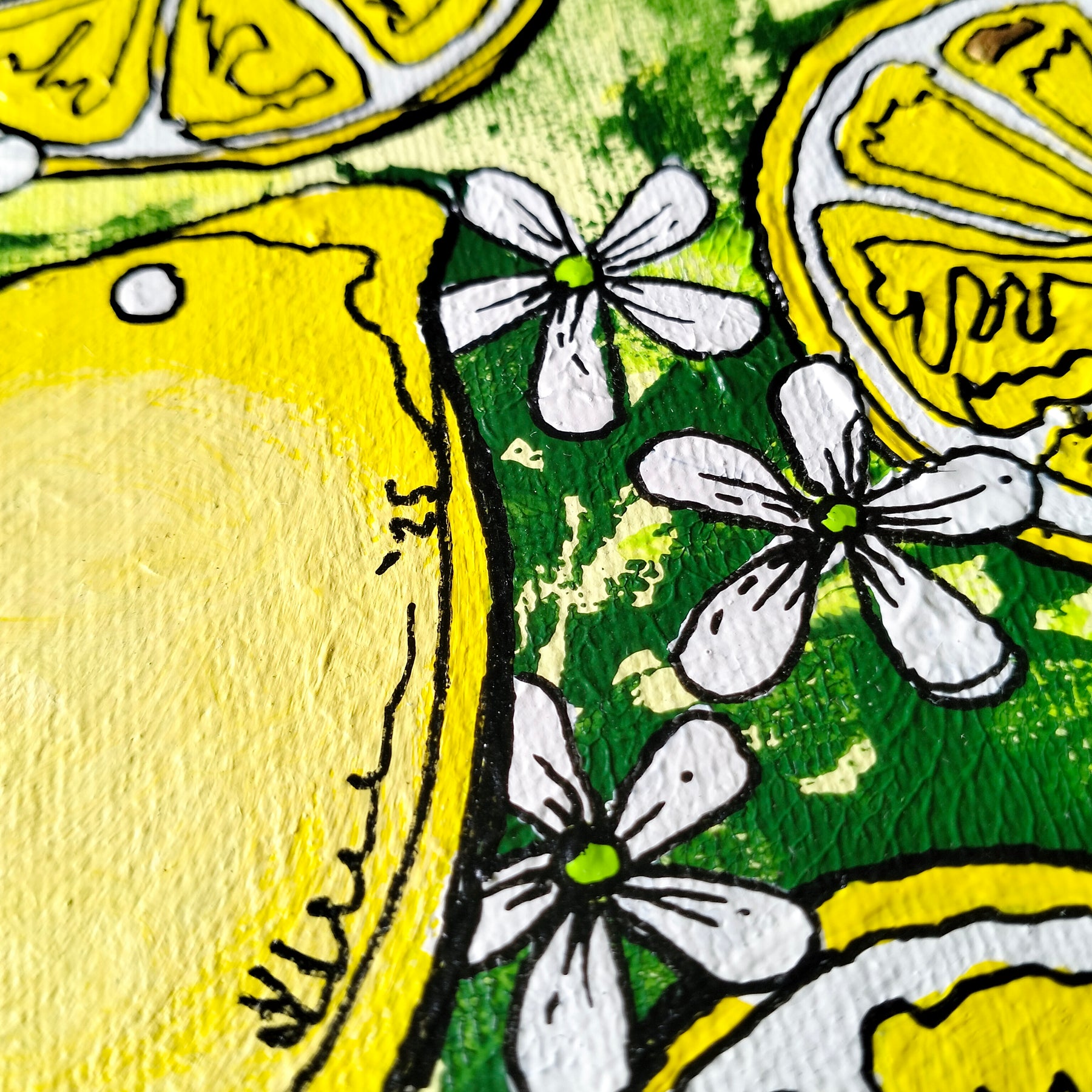 ORIGINAL ART - "Lemons and Blossoms" - Acrylic and Latex Abstract Art
