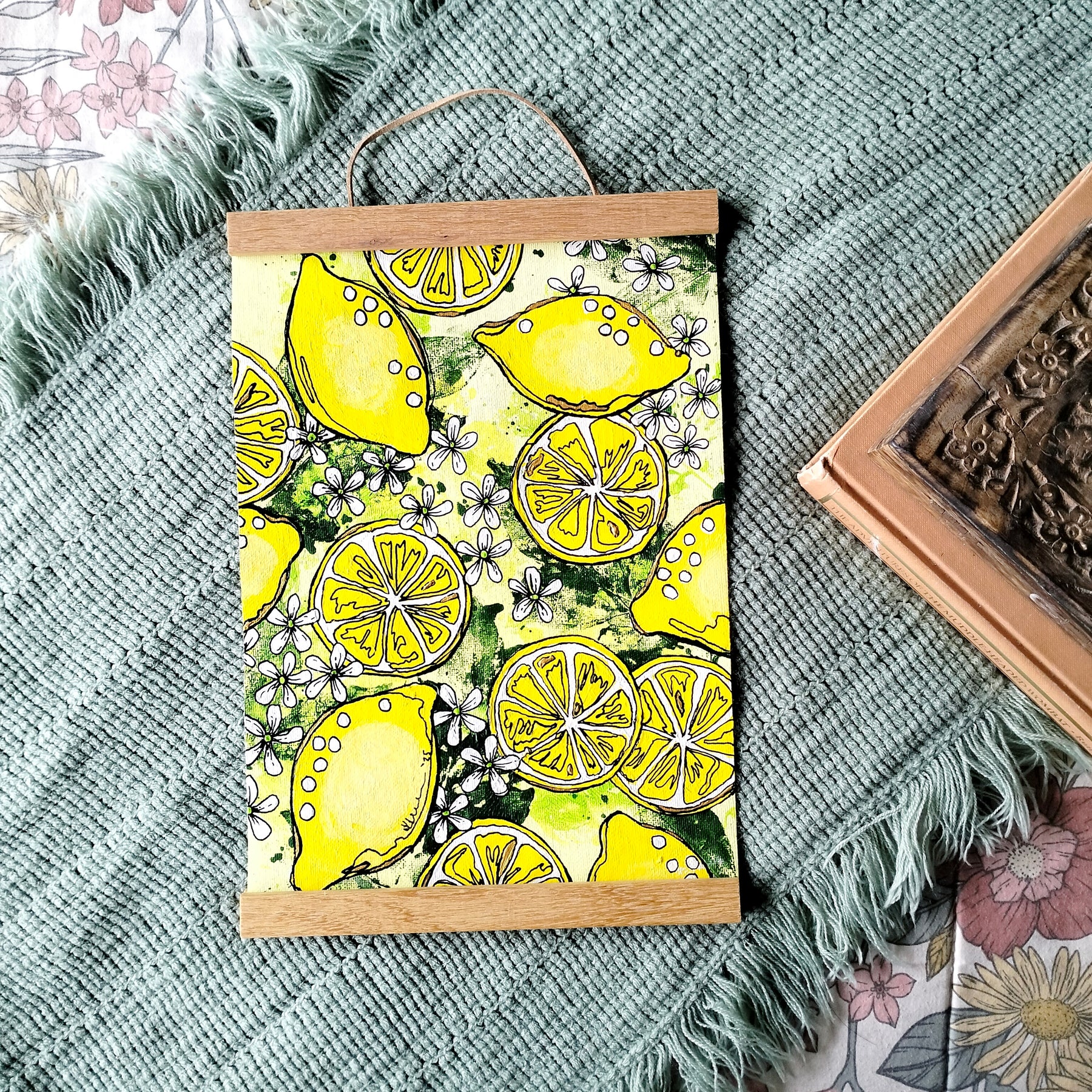 ORIGINAL ART - "Lemons and Blossoms" - Acrylic and Latex Abstract Art