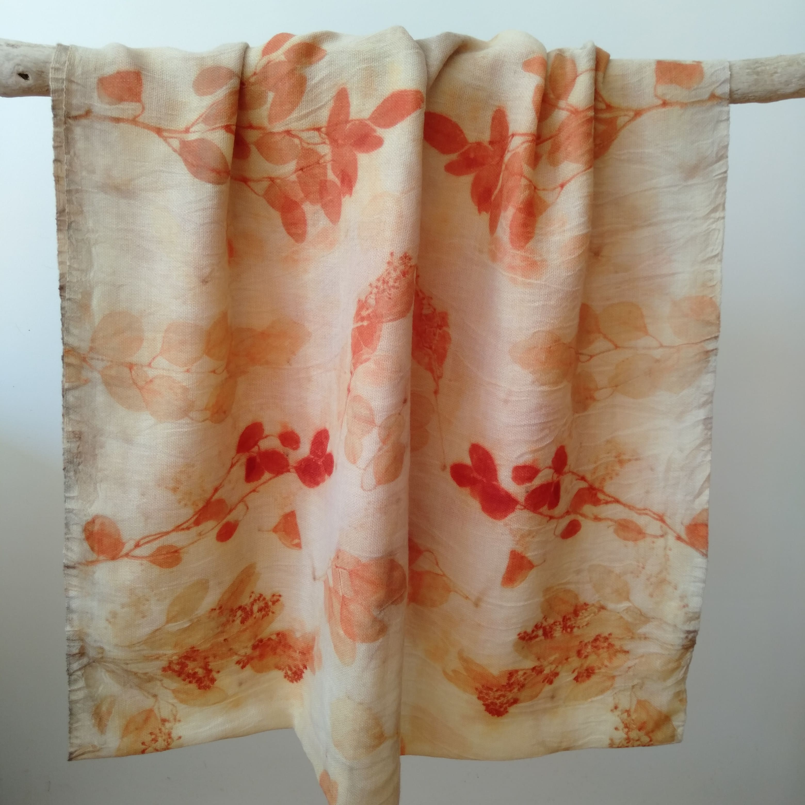 SOLD Pure merino wool fine wrap ecoprinted