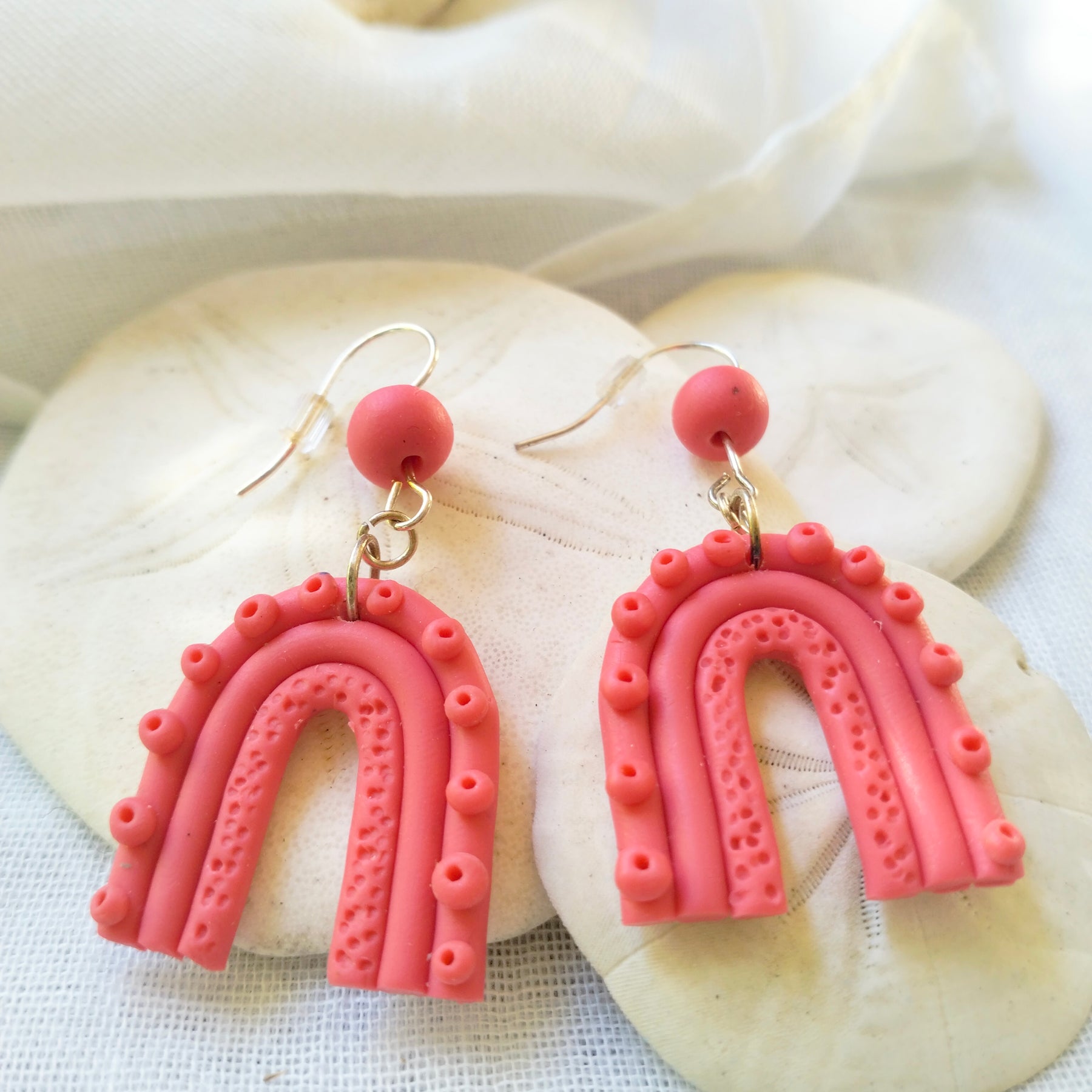 "Pop of Pink" - Polymer Clay Rainbow Dangle Earrings