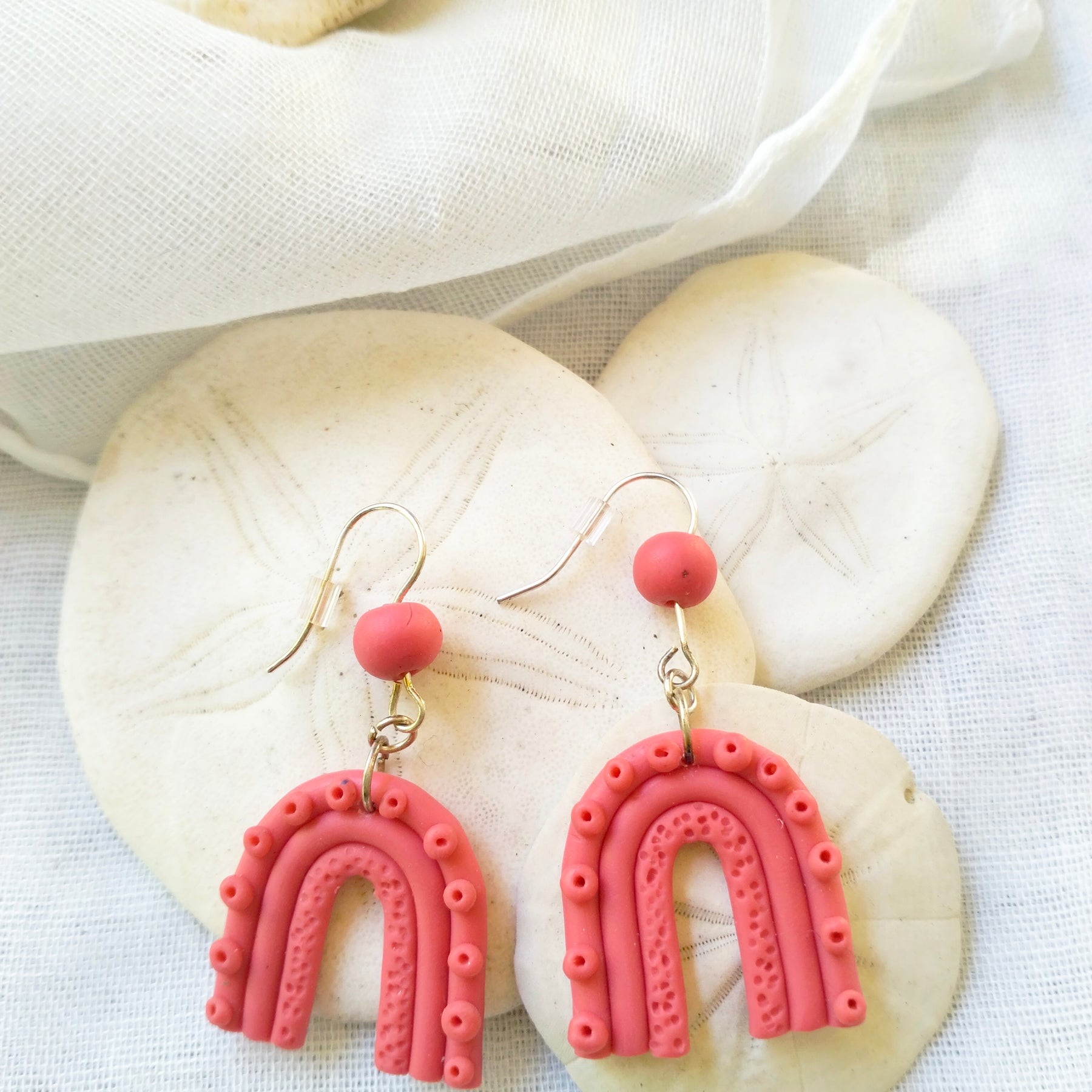 "Pop of Pink" - Polymer Clay Rainbow Dangle Earrings
