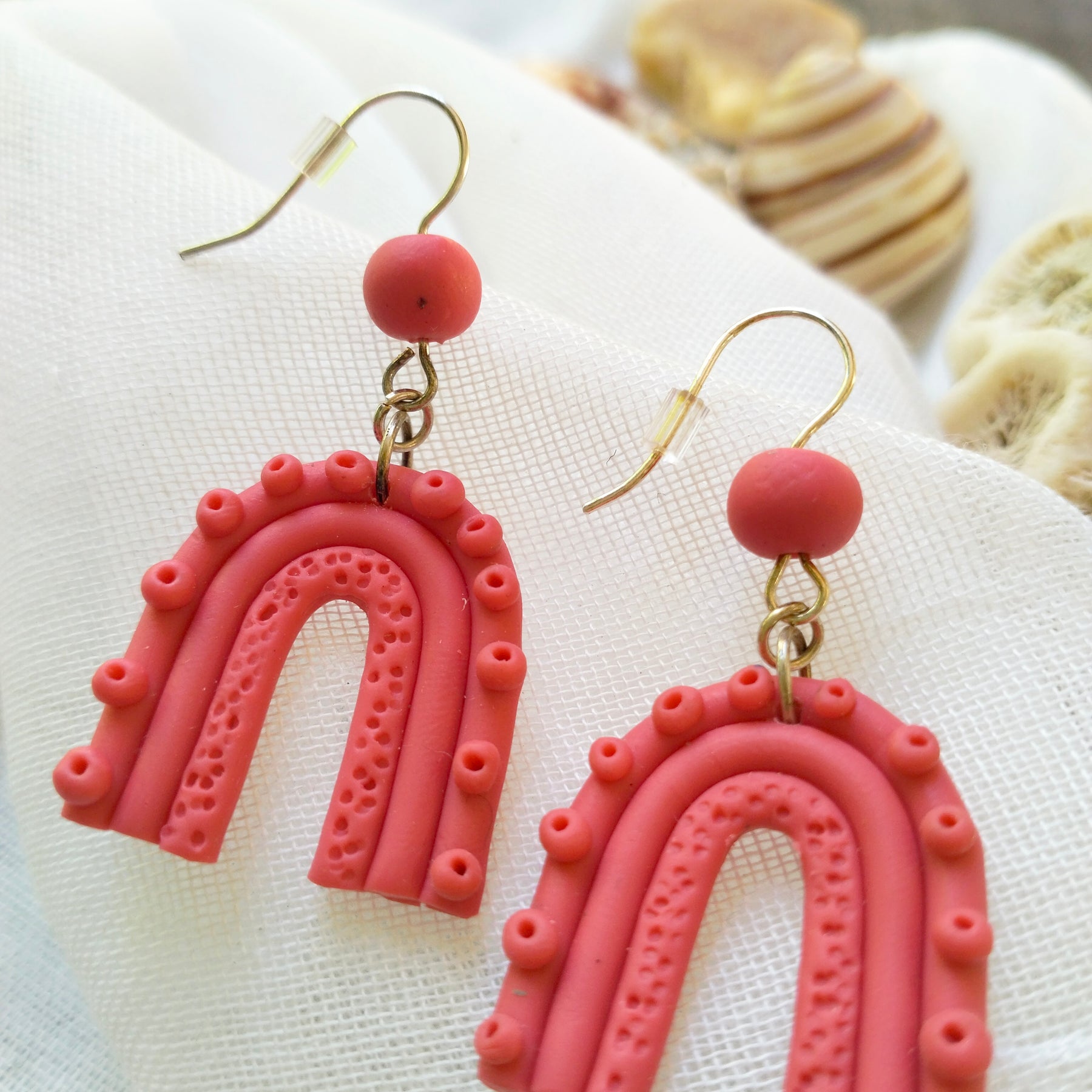 "Pop of Pink" - Polymer Clay Rainbow Dangle Earrings