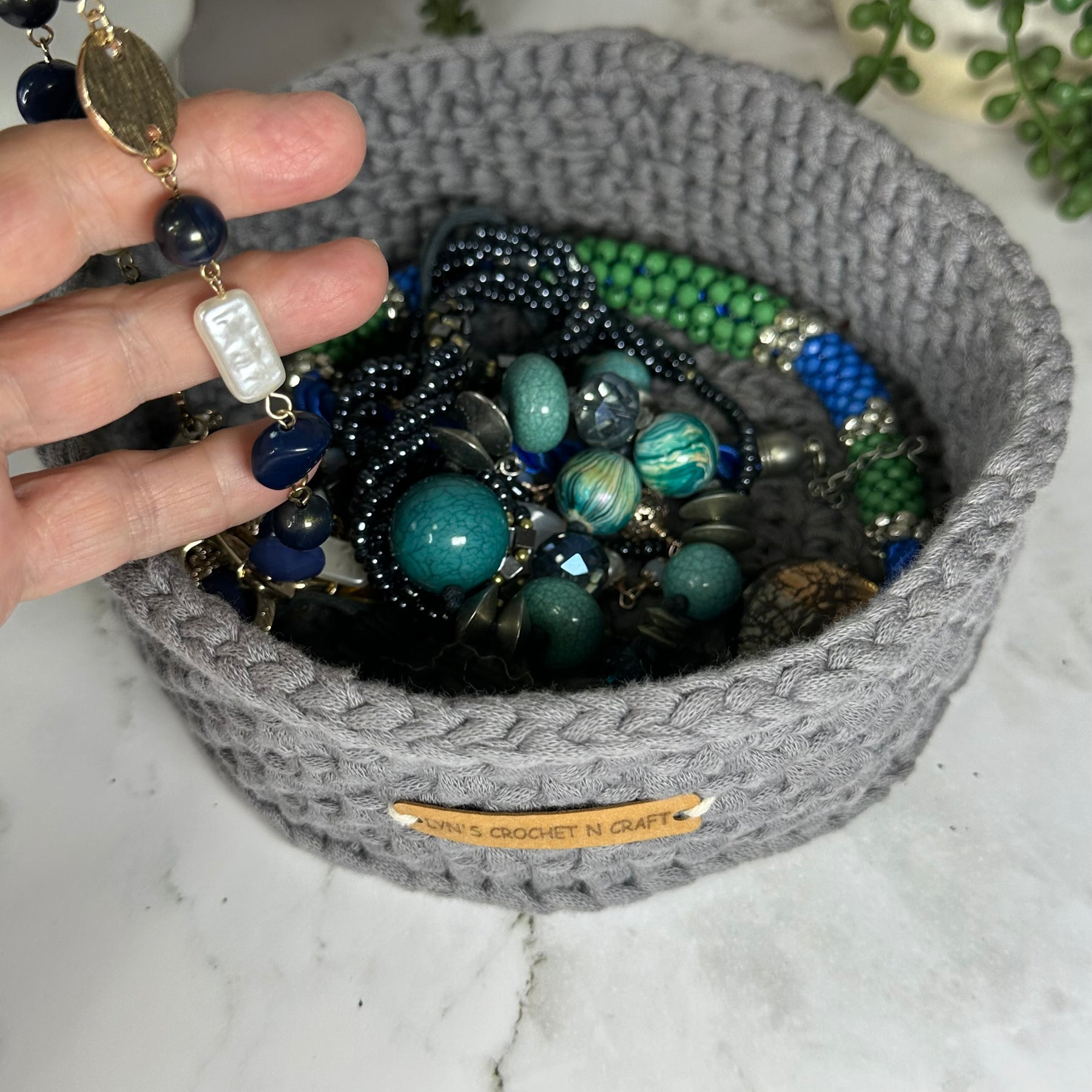 Handcrafted Grey Crochet Basket – Elegant Practical Storage