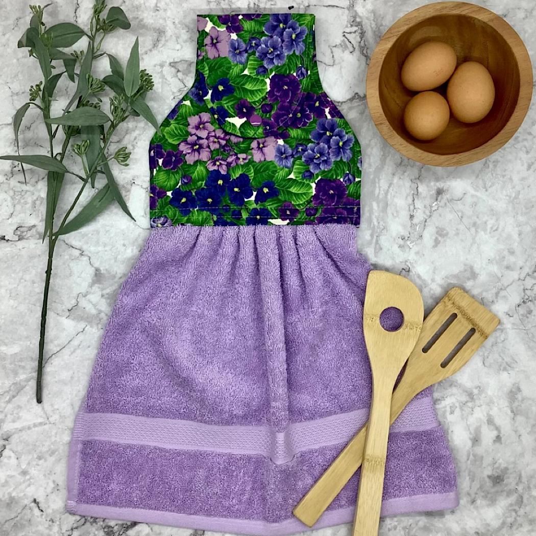 Garden flowers hanging hand towel with fabric and loop top. 4 Designs