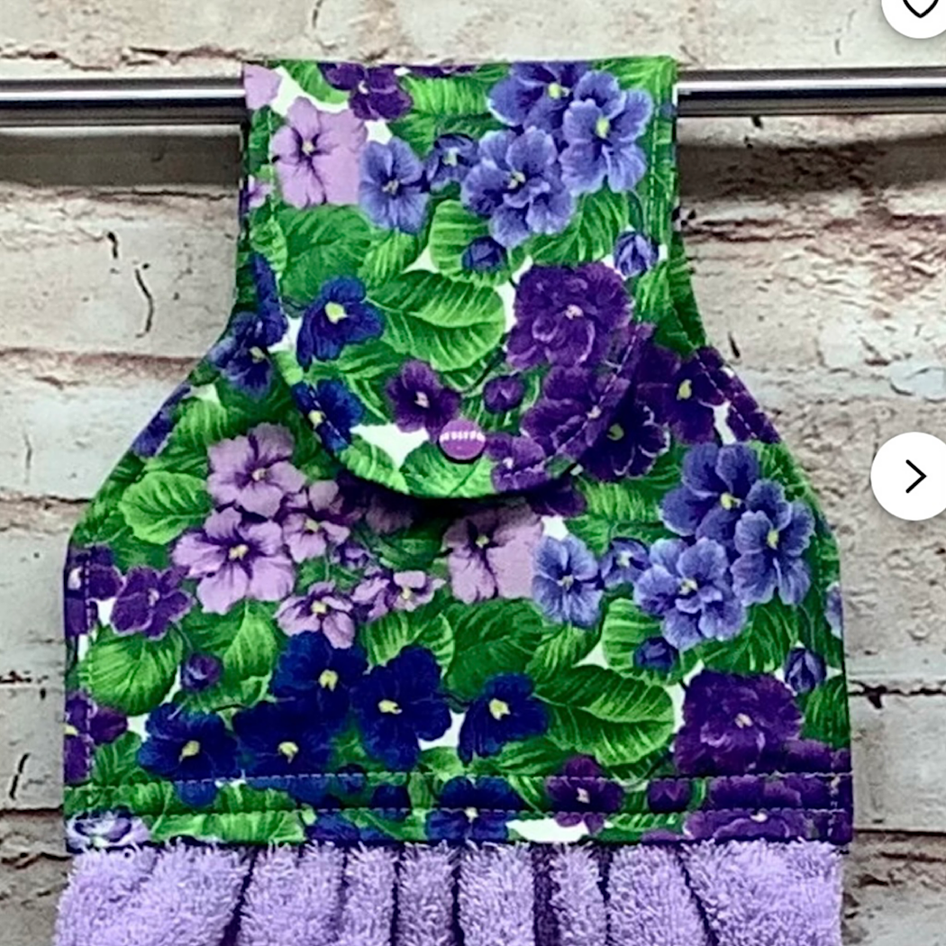 Garden flowers hanging hand towel with fabric and loop top. 4 Designs