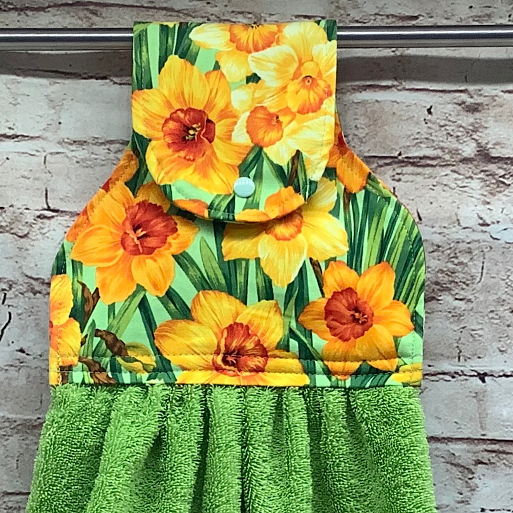 Garden flowers hanging hand towel with fabric and loop top. 4 Designs