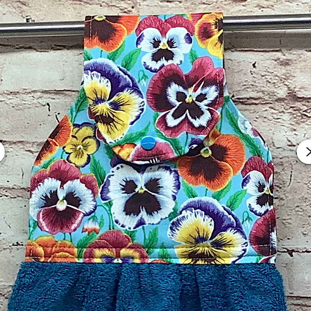 Garden flowers hanging hand towel with fabric and loop top. 4 Designs