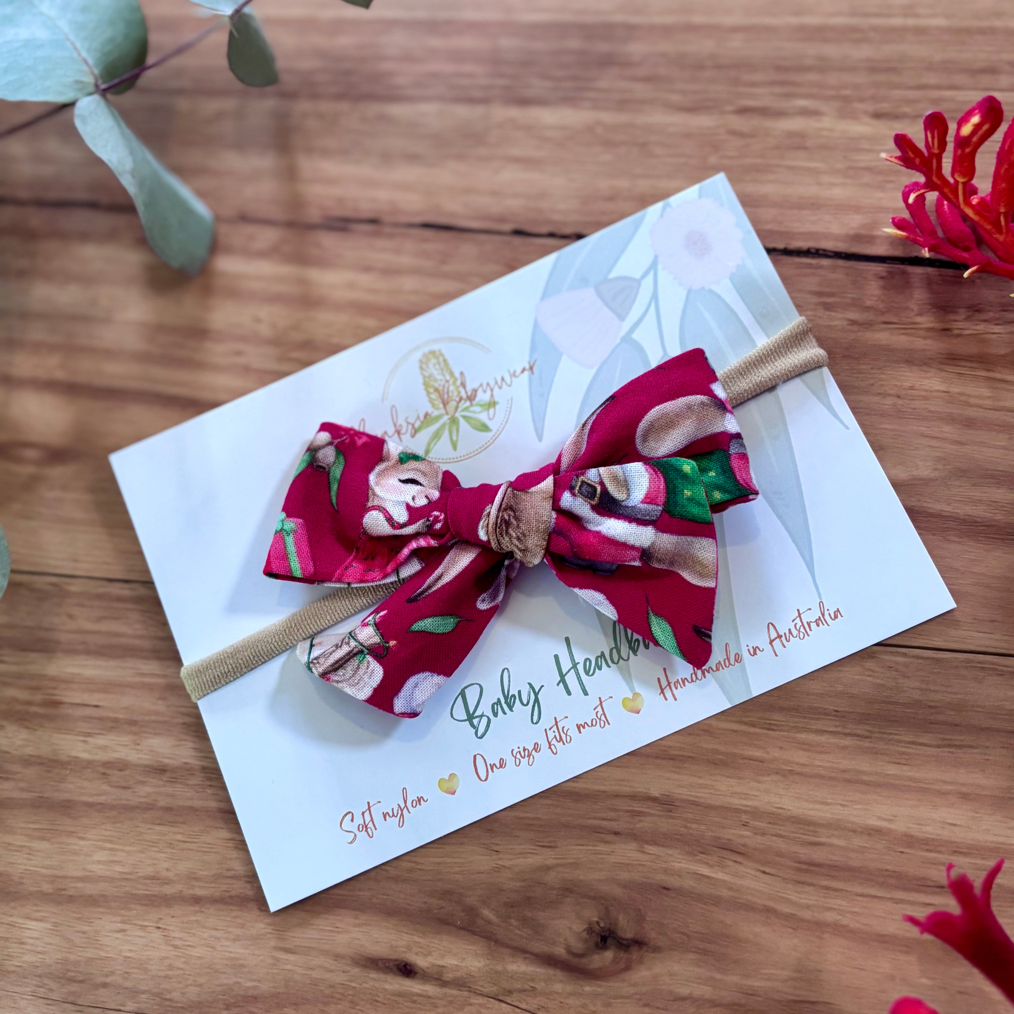 Christmas Baby Girl Romper and Headband Set - Red Aussie Animals