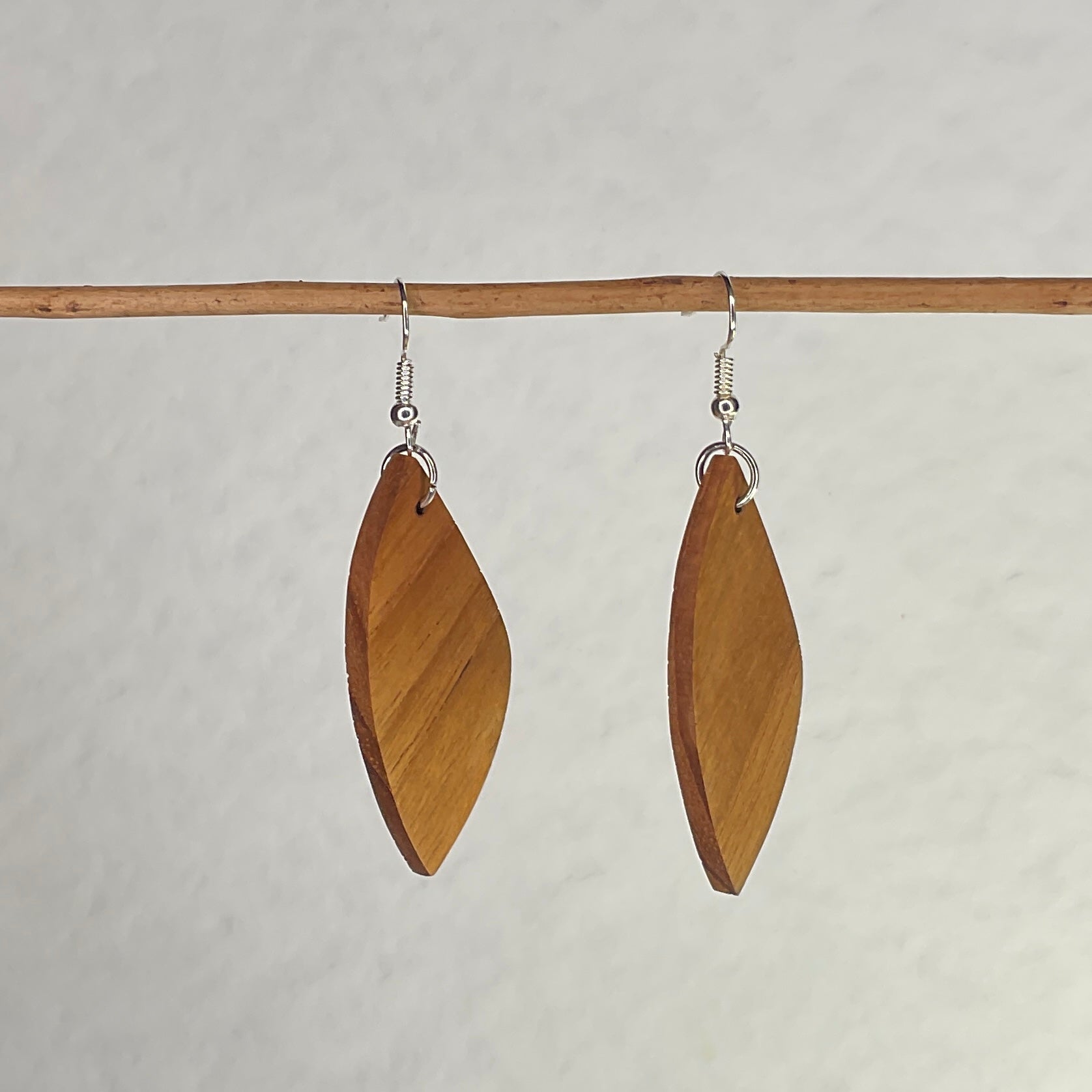 Unique Queensland Maple Earrings Handmade from Recycled Timber