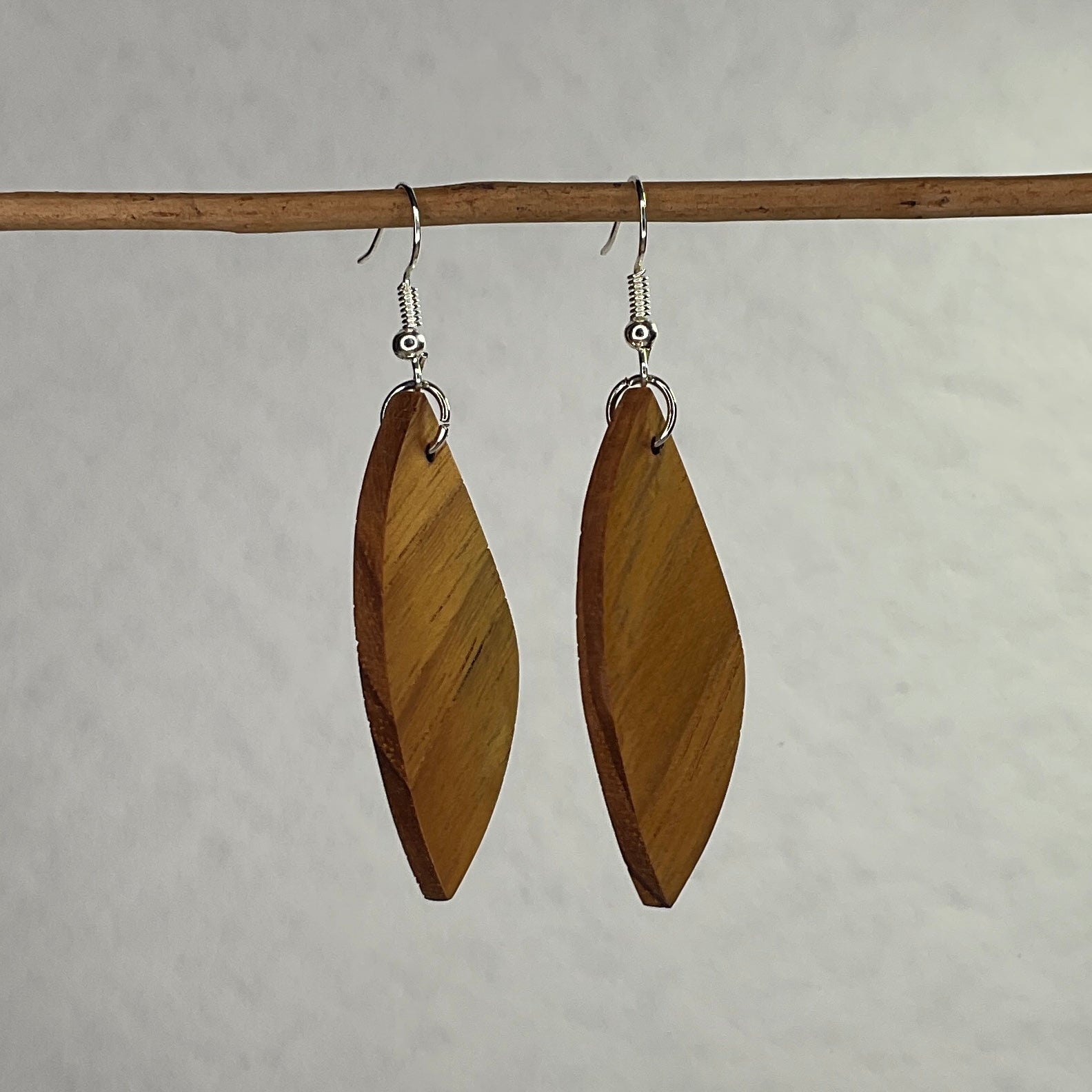 Unique Queensland Maple Earrings Handmade from Recycled Timber