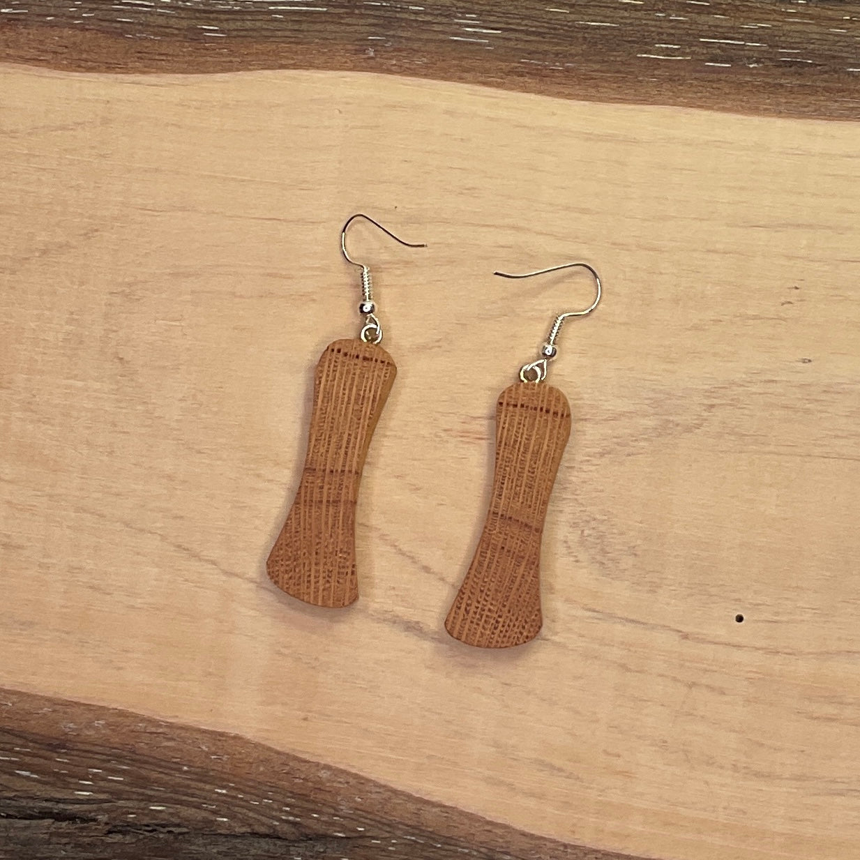 Wooden Earrings in Silky Oak - Handmade Unique One of a Kind Earrings