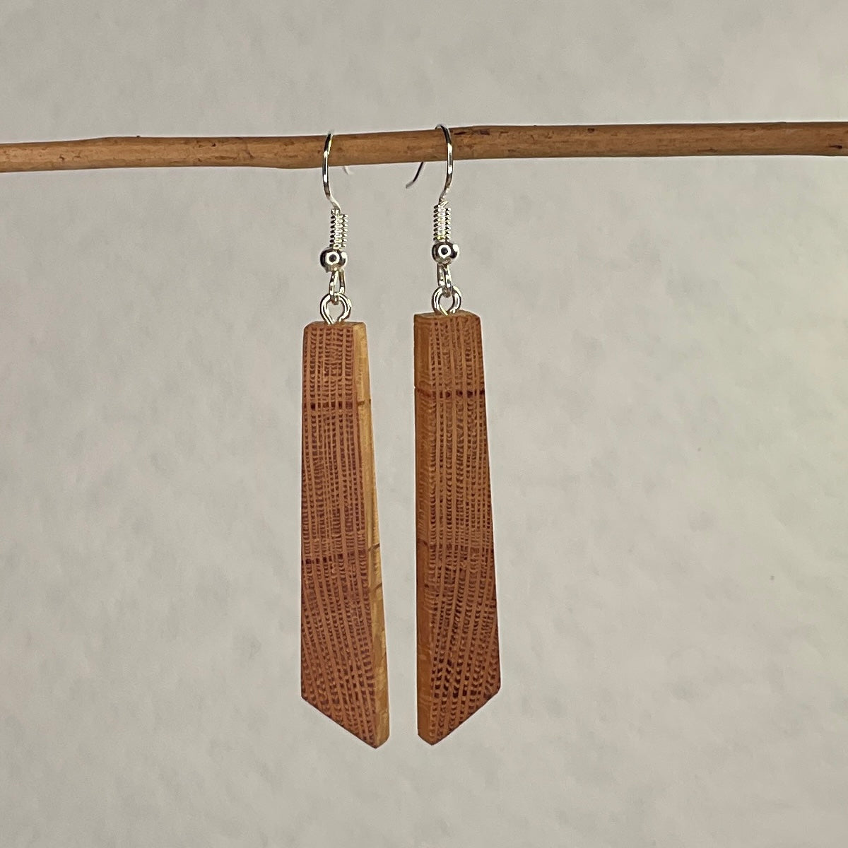 Wooden Earrings in Silky Oak - Handmade Unique One of a Kind Earrings