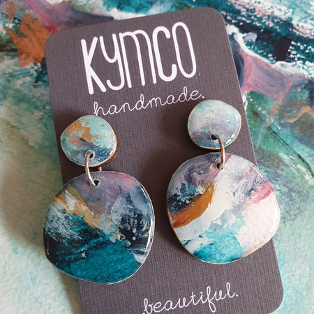 The Opal Daze Collection | Resin art earrings | Large and medium dangle | Pendant