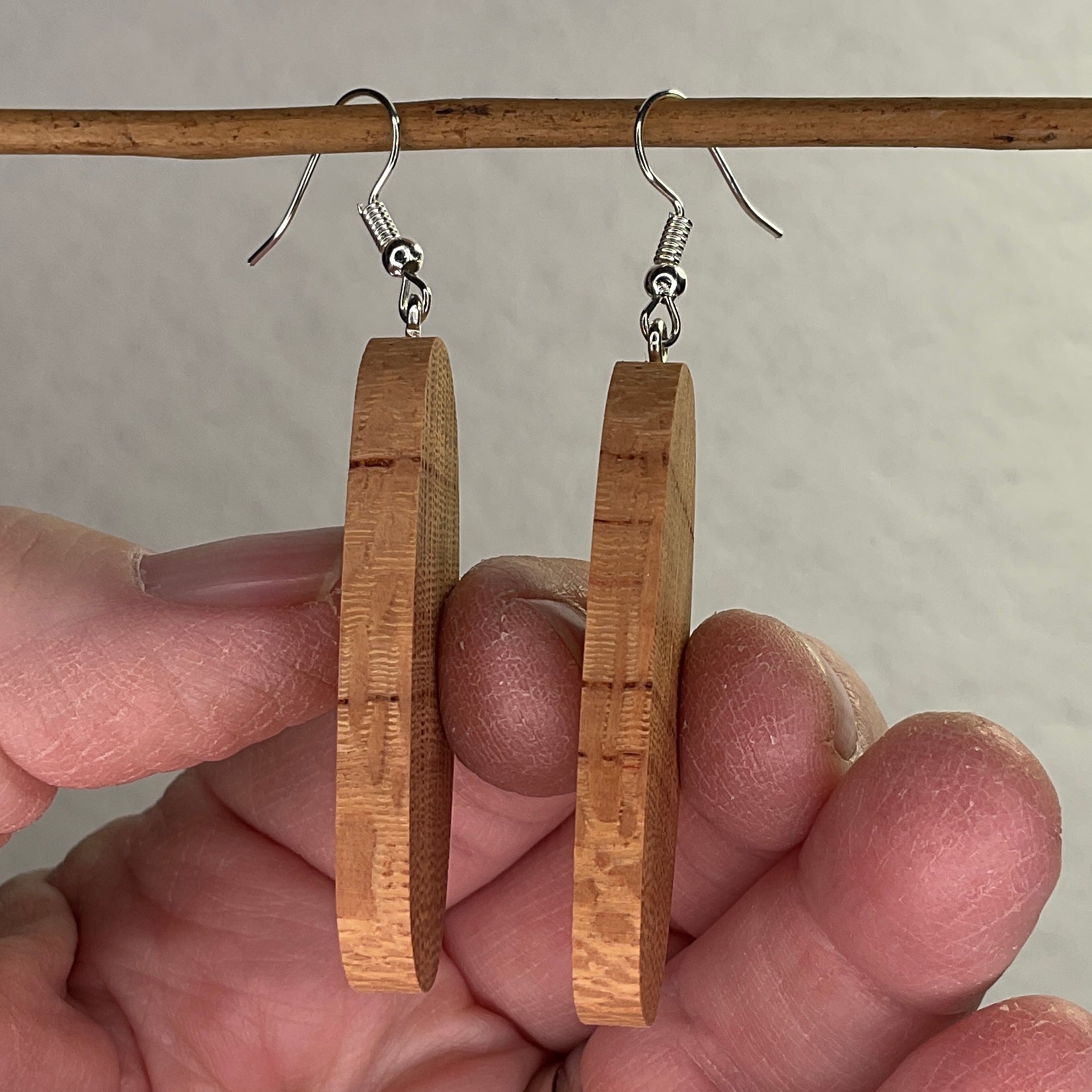 Wooden Earrings in Silky Oak - Stunning Handmade Unique One of a Kind Earrings