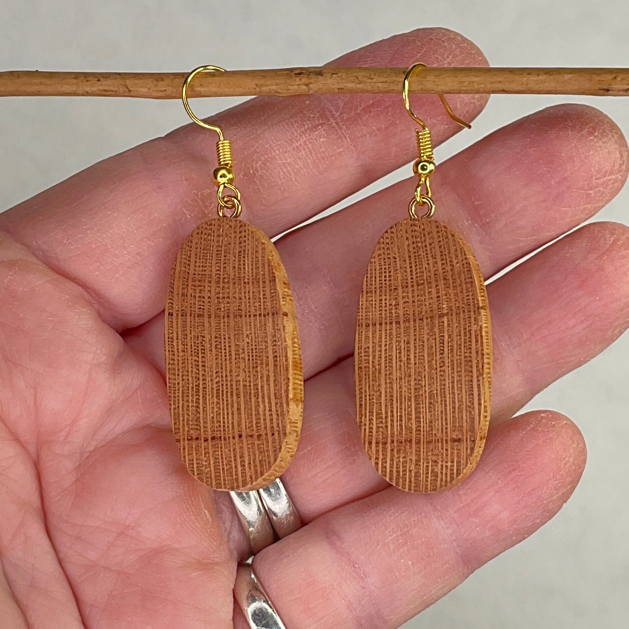 Wooden Earrings in Silky Oak - Stunning Handmade Unique One of a Kind Earrings