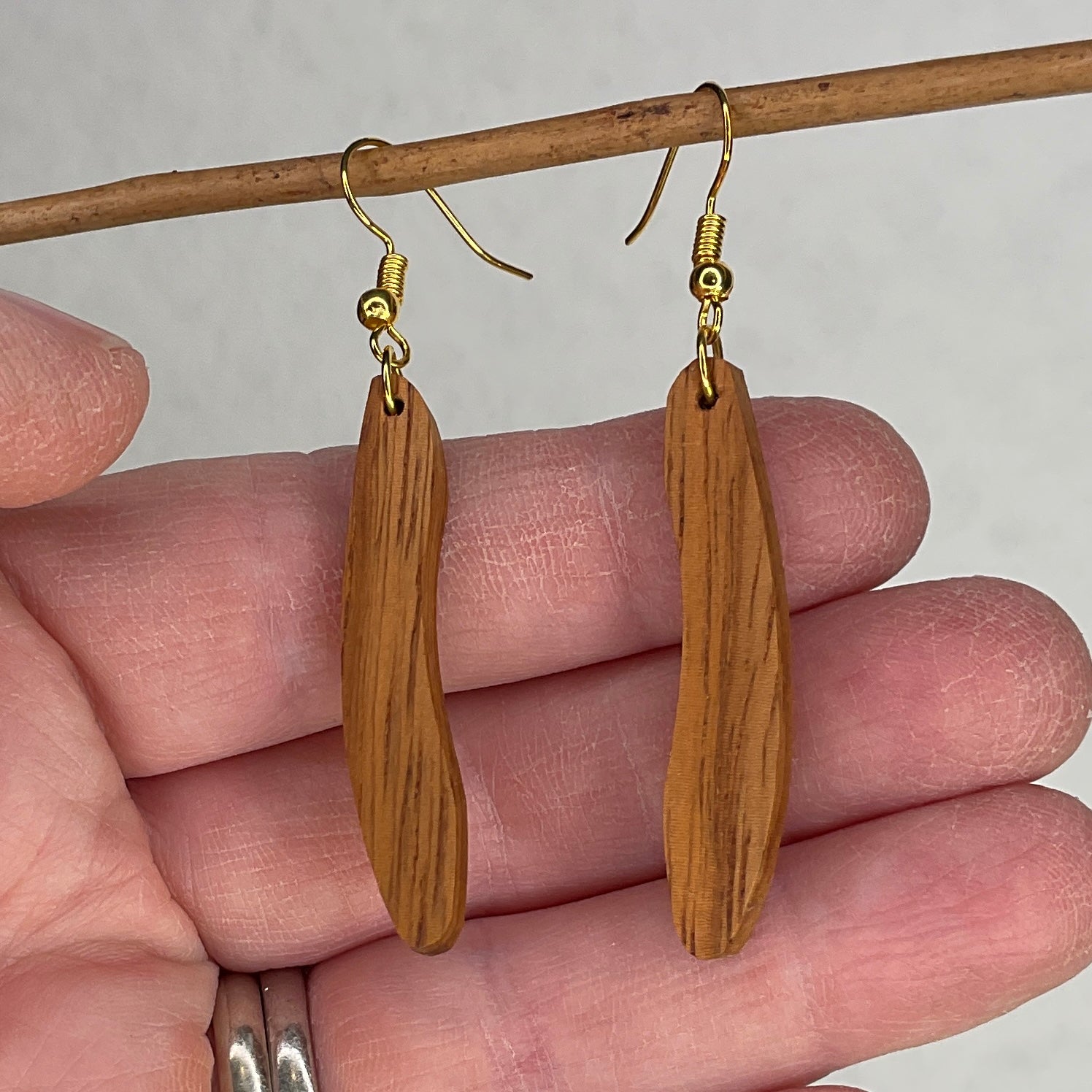 Unique Queensland Maple Earrings Handmade from Recycled Timber
