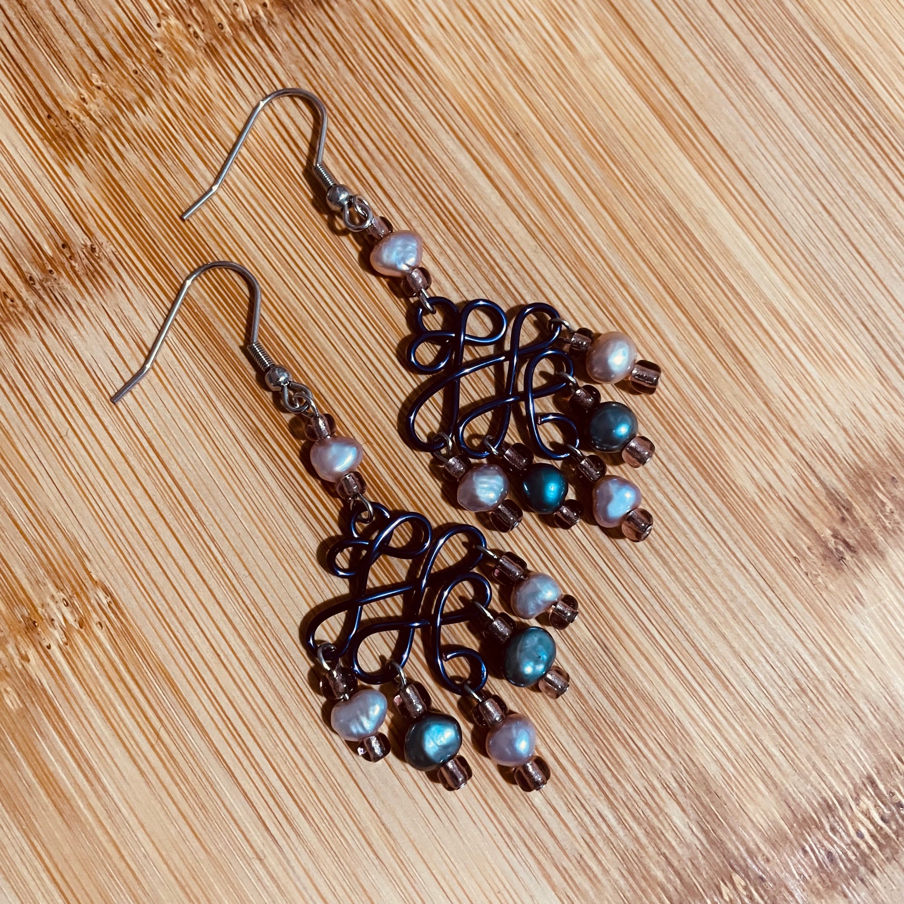 Celtic Freshwater Pearl Droplet Earrings