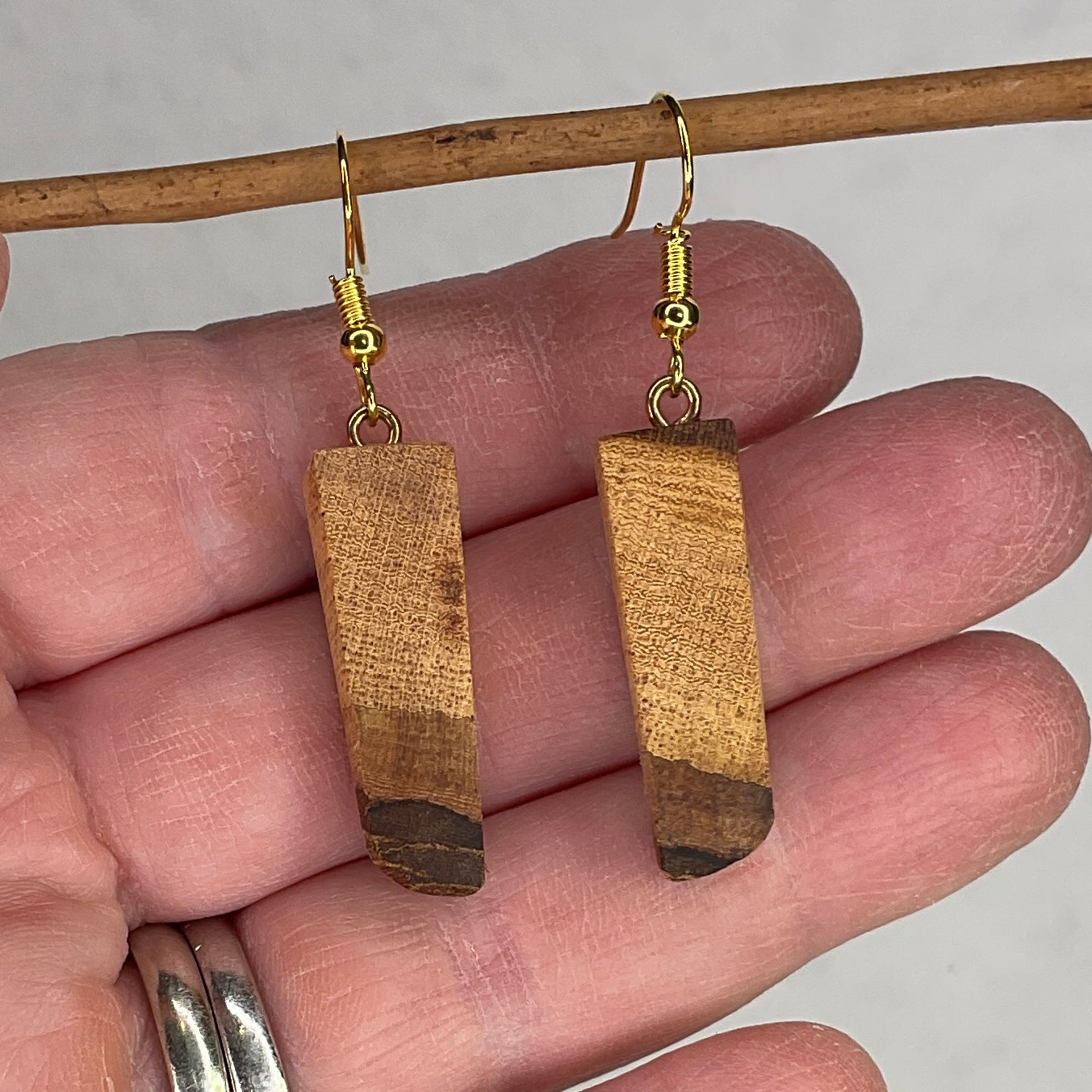Wooden Earrings in Elm - Beautiful Handmade Unique One of a Kind Earrings