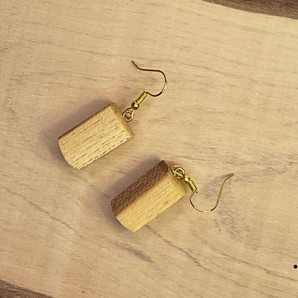 Unique Wooden Earrings in Elm - Beautifully Handmade from Recycled Timber