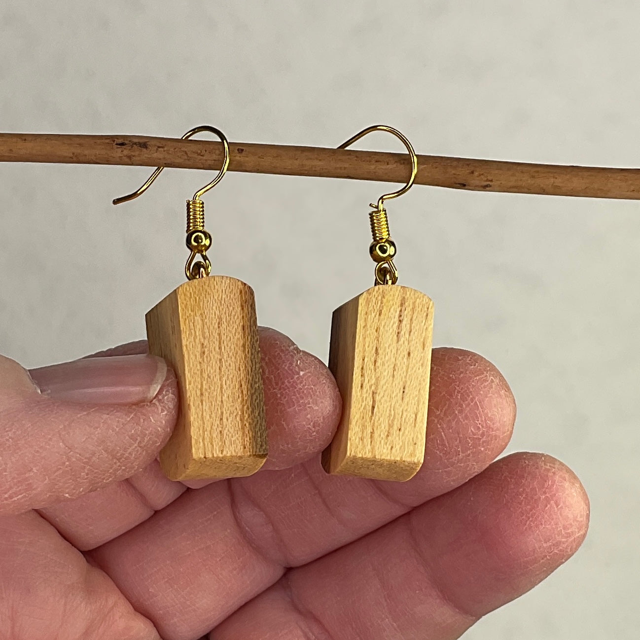 Unique Wooden Earrings in Elm - Beautifully Handmade from Recycled Timber
