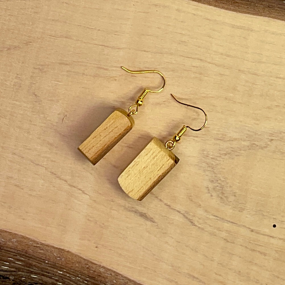 Unique Wooden Earrings in Elm - Beautifully Handmade from Recycled Timber