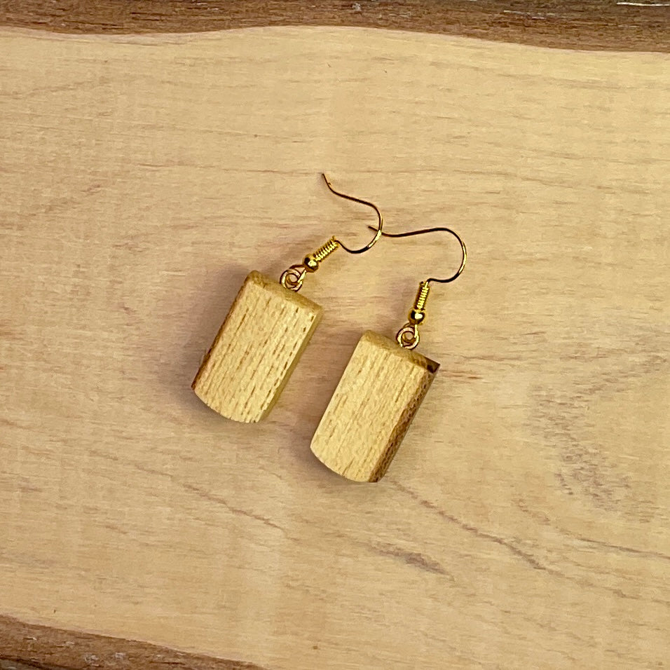 Unique Wooden Earrings in Elm - Beautifully Handmade from Recycled Timber