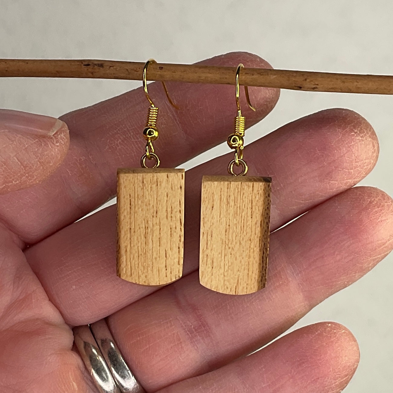 Unique Wooden Earrings in Elm - Beautifully Handmade from Recycled Timber