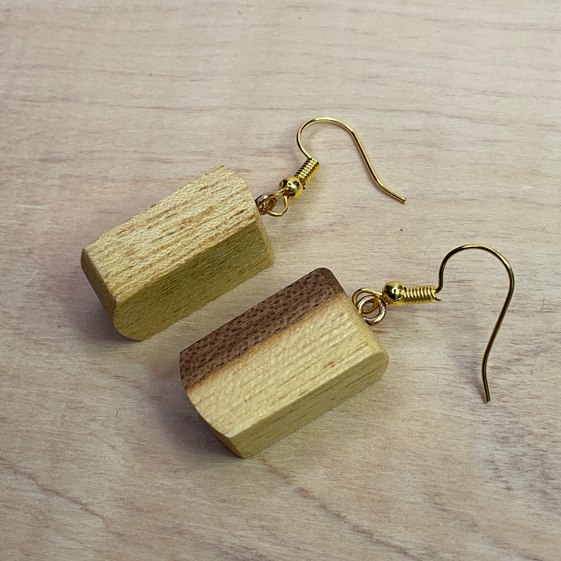Unique Wooden Earrings in Elm - Beautifully Handmade from Recycled Timber