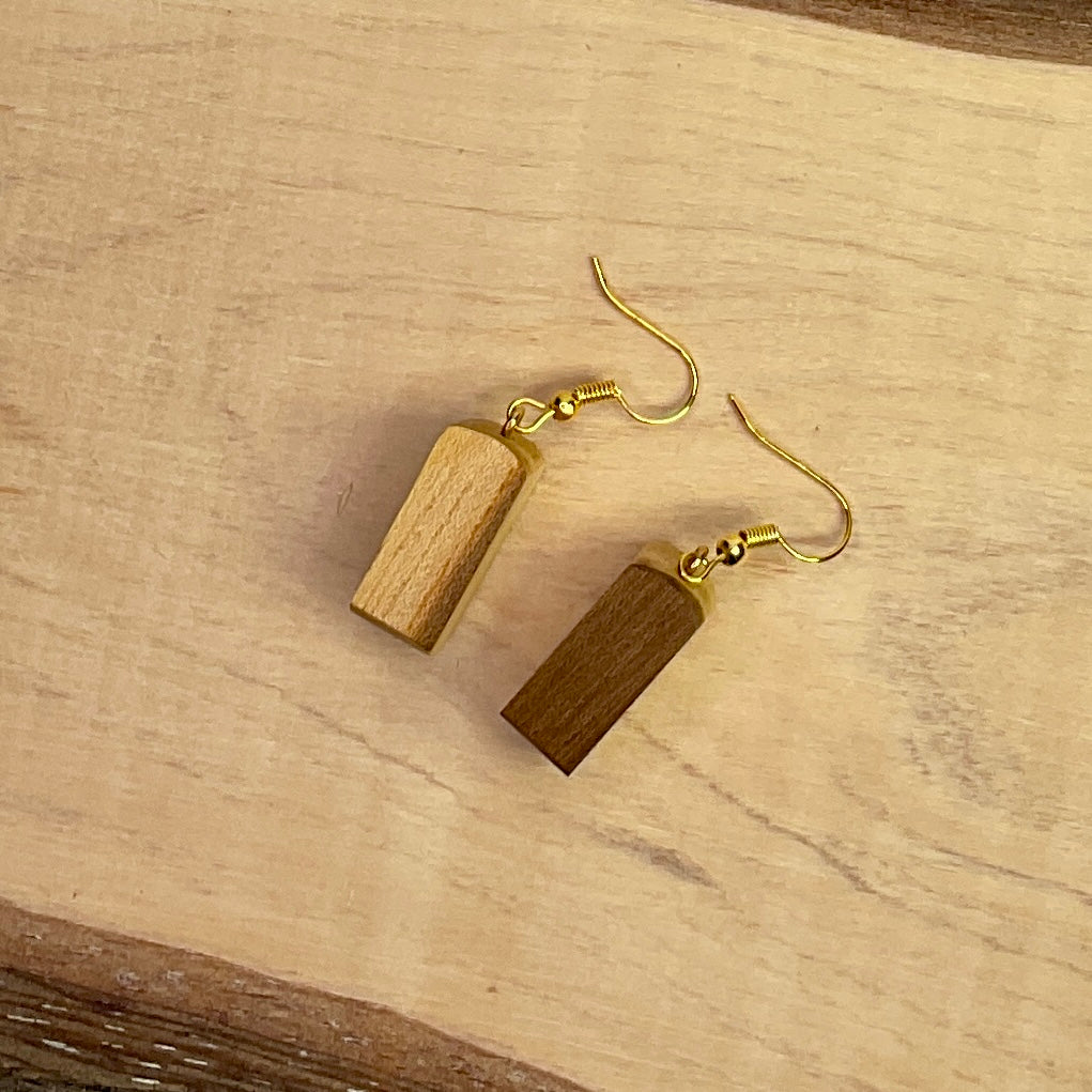 Unique Wooden Earrings in Elm - Beautifully Handmade from Recycled Timber