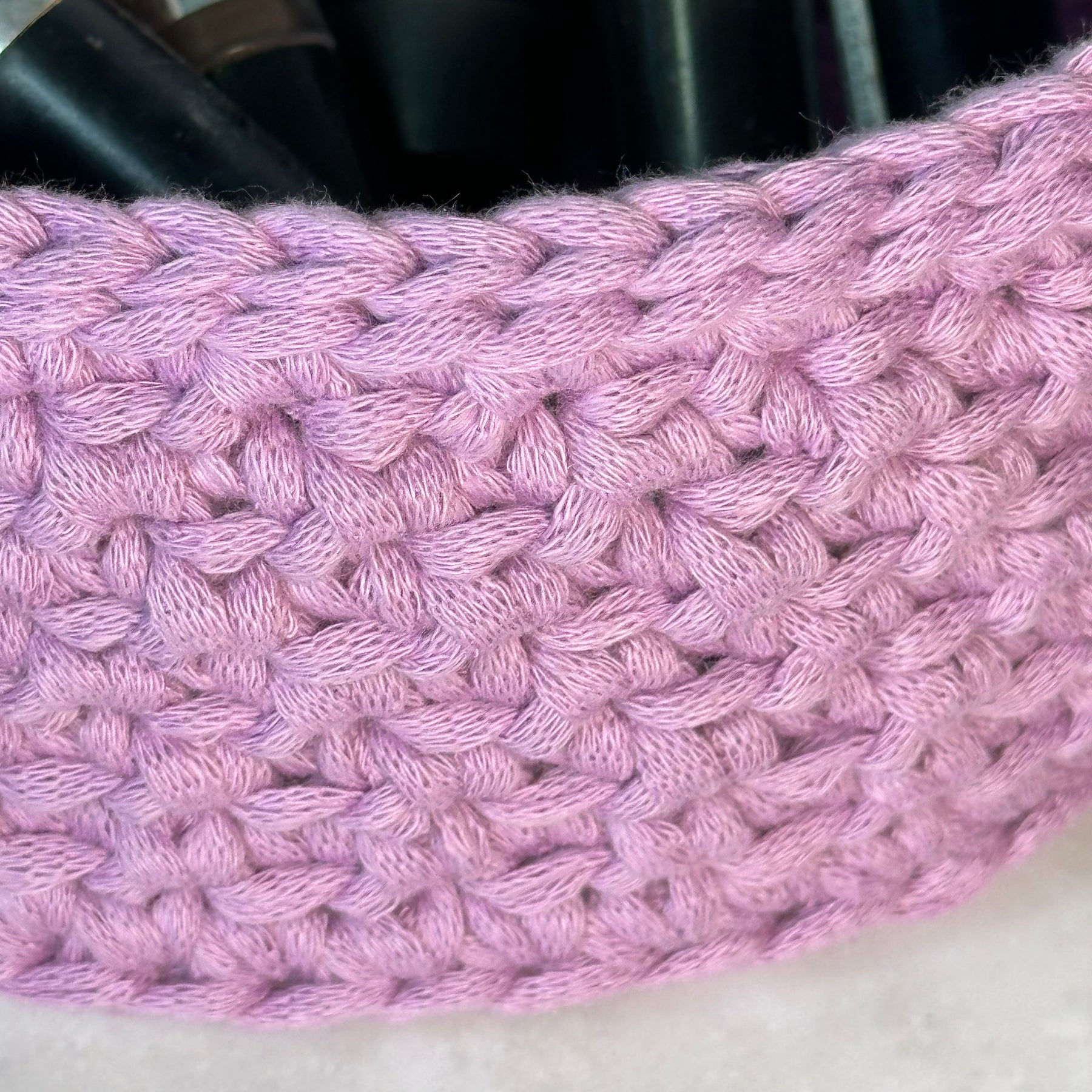 Handmade Crocheted Mauve Basket – Stylish Home Décor