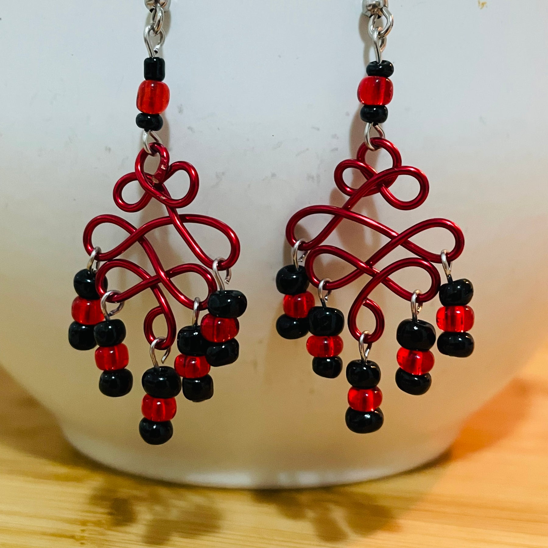 Celtic Red and Black Earrings